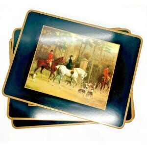 Vintage English Fox Hunting Placemats Equestrian “Tally Ho!” Pimpernel Set of 4